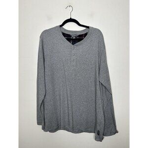 Eddie Bauer Shirt Mens Gray Buttons Henley Long Sleeve Casual Size Large
